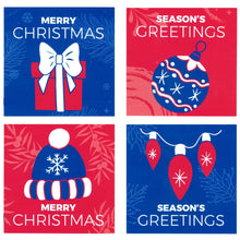 Load image into Gallery viewer, Season&#39;s Greeting 8 Cards - 4 festive designs

