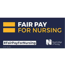 Load image into Gallery viewer, Fair Pay for Nursing window sticker - blue &amp; gold
