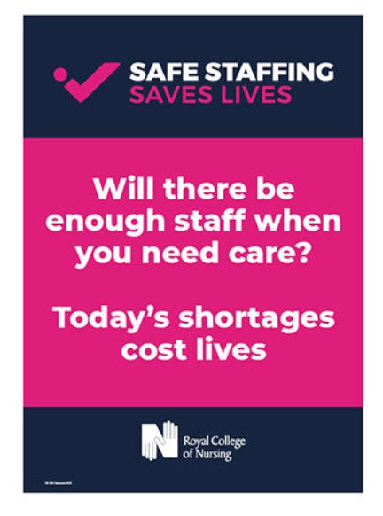 A4 placard version 1 Safe Staffing Saves Lives - 010480