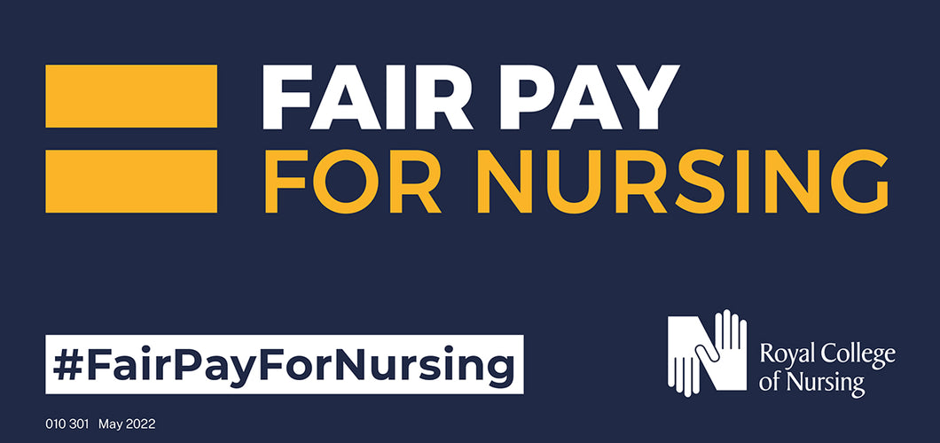 Fair Pay for Nursing blue and gold window sticker - 010301